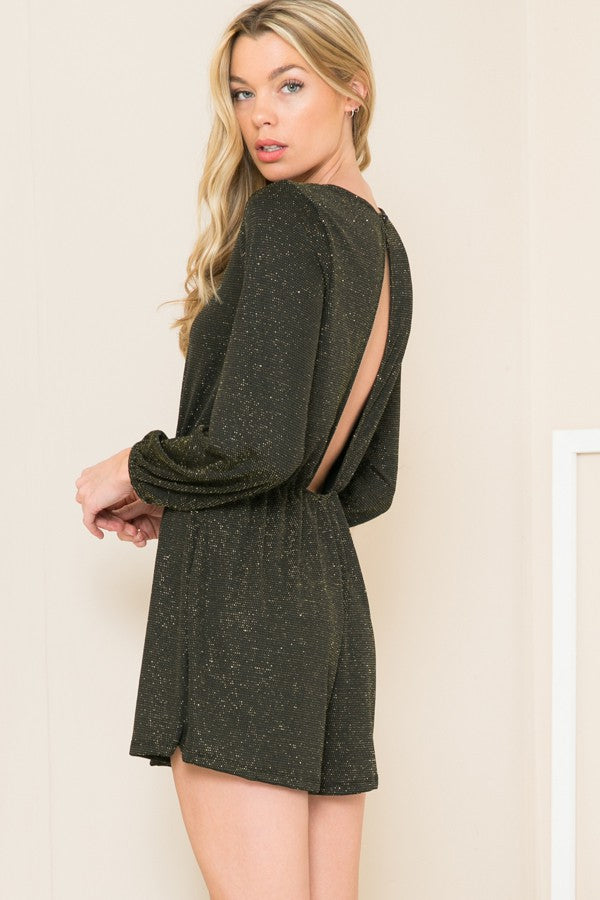 PUFF SLEEVE LUREX ROMPER