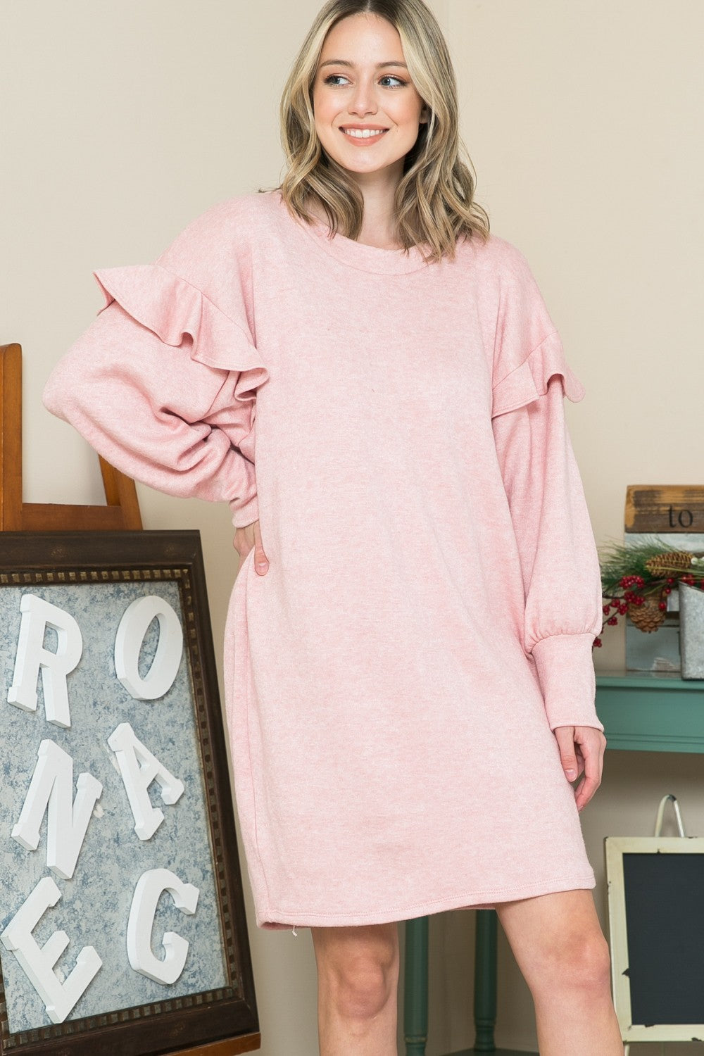 Ruffle Sweater Dress