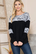 Camouflage Contrast Sweater Knit