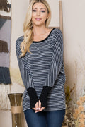 Stripe Dolman Thumbhole Top
