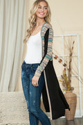 Mixed Media Maxi Cardigan with Side Pockets