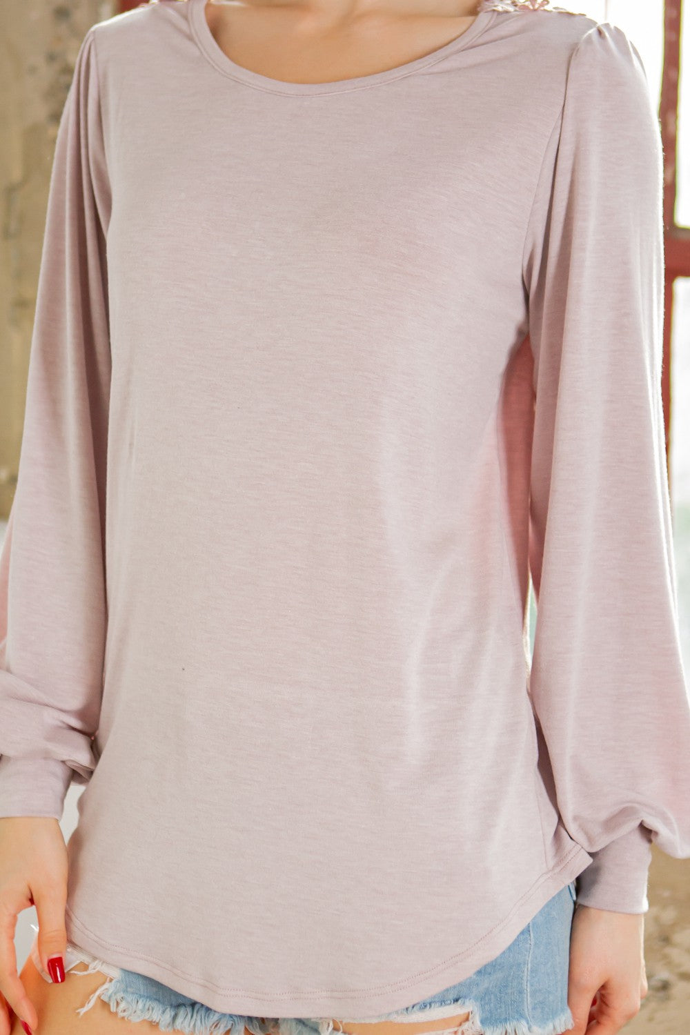 Back Patch Bell Sleeve Jersey Top-