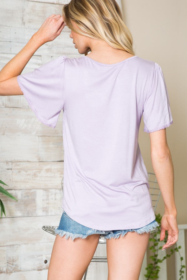 Front Detail Flutter Sleeve Knit Top-3 Colors