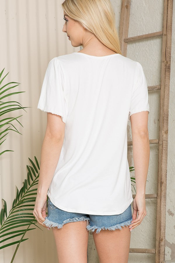 Front Detail Flutter Sleeve Knit Top-3 Colors
