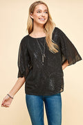 Glittered Print Woven Blouse