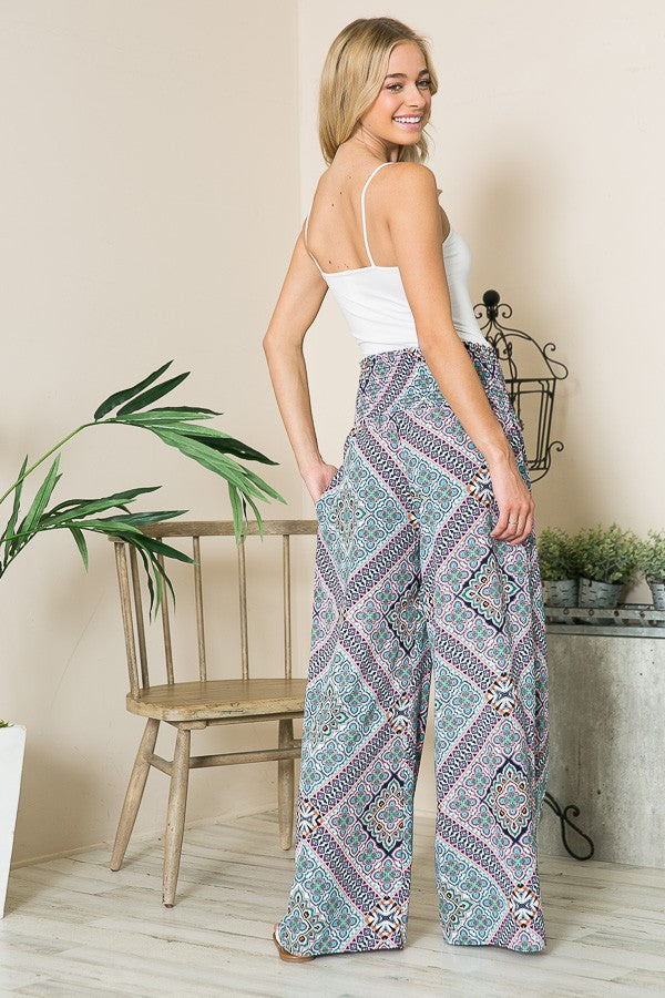 Tribal Print Wide Leg Pants