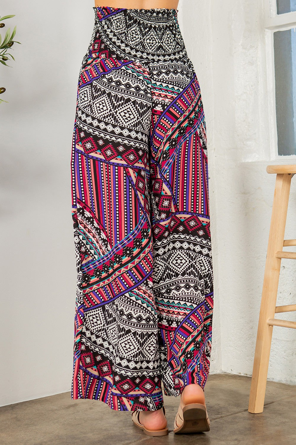 Tribal Print Wide Leg Pants