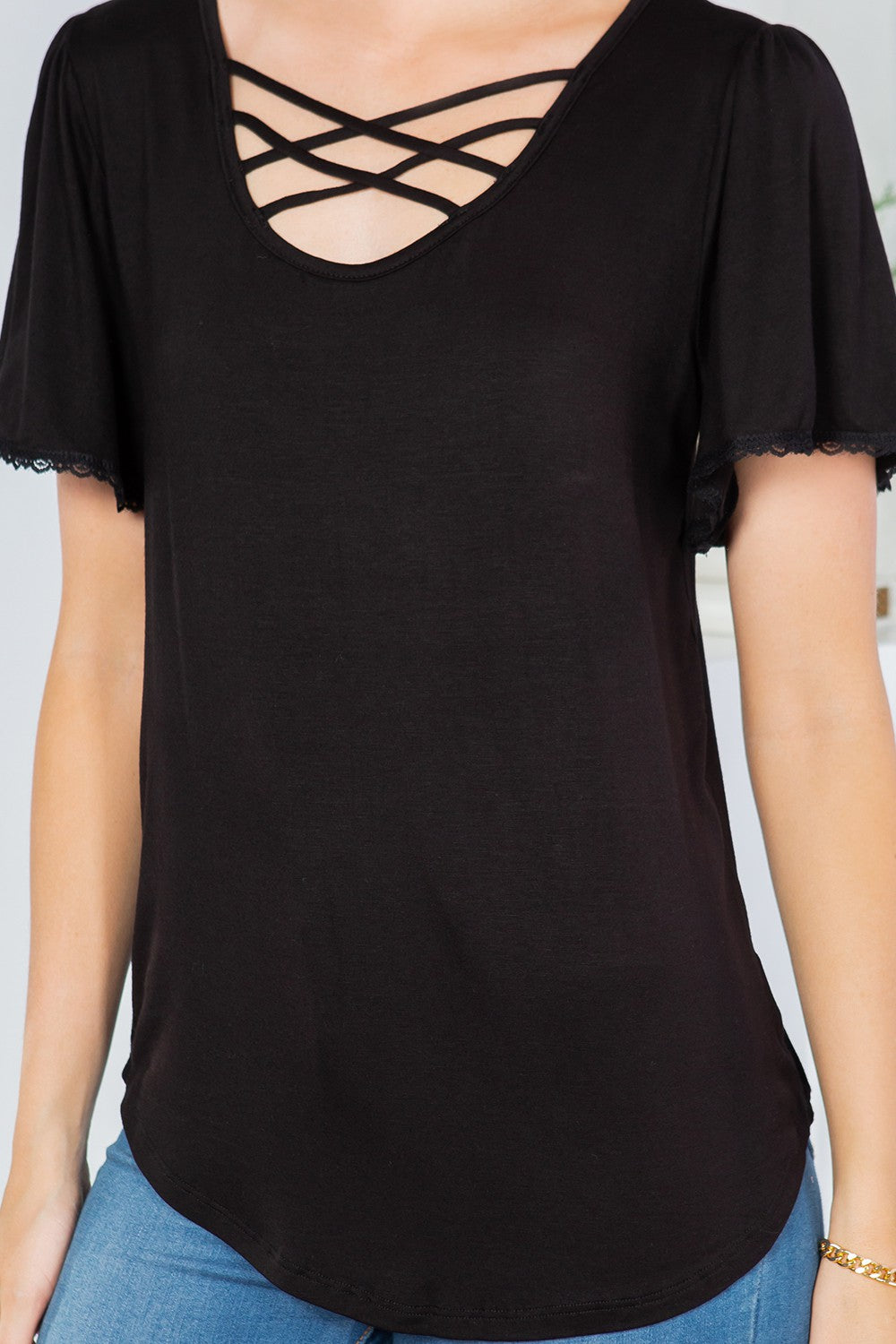 Front Detail Flutter Sleeve Knit Top-3 Colors