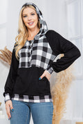 Plaid Print Button Down Hoodie