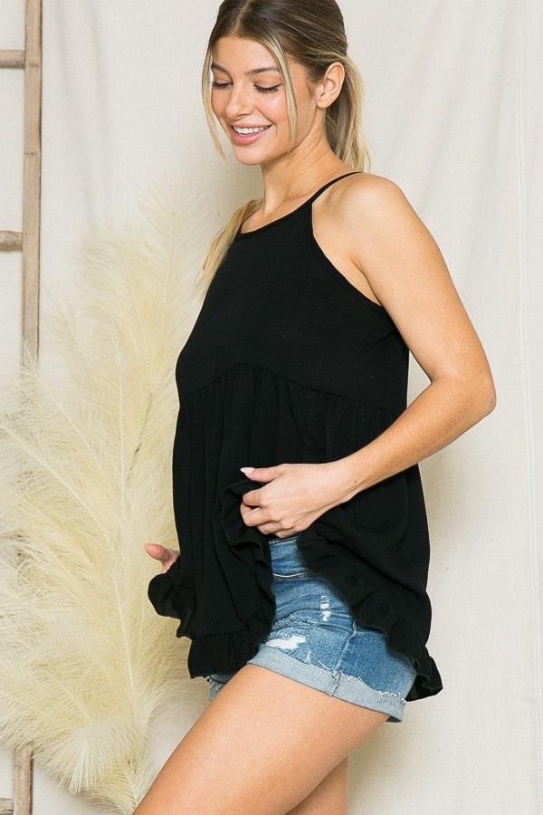 Tie Back Ruffle Bottom Top